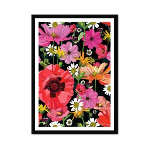 Summer Poppies Fine Art Print Black