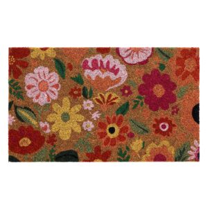 Retro Floral Coir Outdoor Doormat