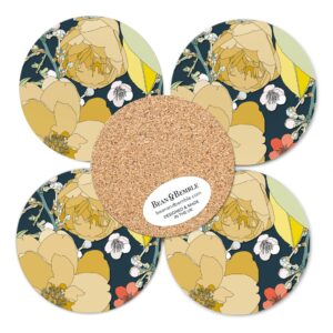 Chica Camellia Navy Coaster Set