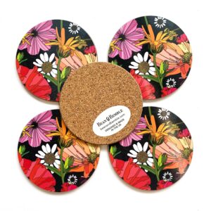 Summer Poppies Black Coaster Set