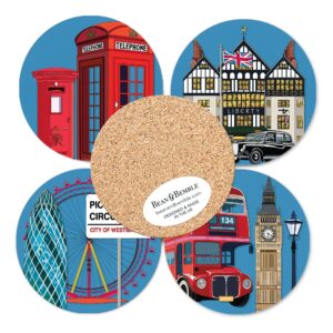 Set of 4 Assorted London Souvenir Coasters