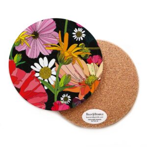 Round Pot Stand Summer Poppies Black