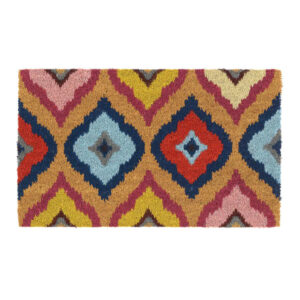 Bright Ikat Pattern Coir Outdoor Doormat