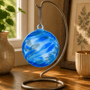 Hand Blown Glass 10cm Friendship Ball - Sapphire