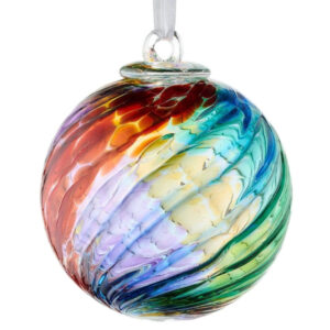 Hand Blown Glass 10cm Friendship Ball - Swirl - Multicoloured