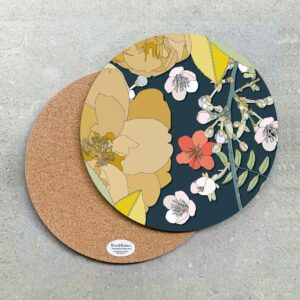 Large Round Serving Pizza Board Chica Camellia Navy