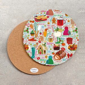 Large Round Serving Board Eat, Drink & Be Merry Christmas