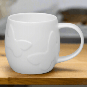 Plum Butterfly White Bone China Mug