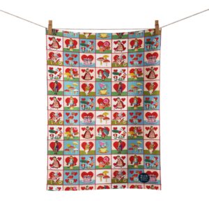 Alice in Wonderland Check Organic Cotton Tea Towel