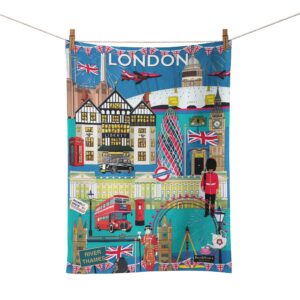 Colourful London Cityscape Organic Cotton Tea Towel