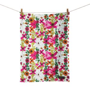 Vivid Garden Blooms Organic Cotton Tea Towel