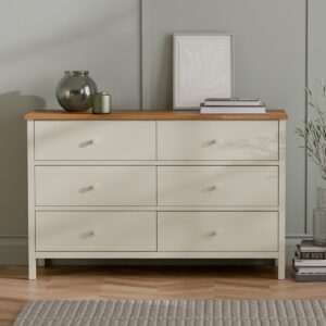 Coxmoor 6 Drawer Chest - Ivory and Oak